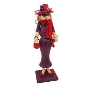 Posh Red Hat Society Nutcracker Figurine Woman In Purple Halloween Holiday Gift